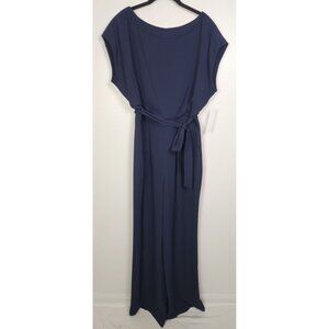 Eliza J. Women's Sz. 10 Navy Blue Casual Soft Full Length Cap Sleeve Jumpsuit NW